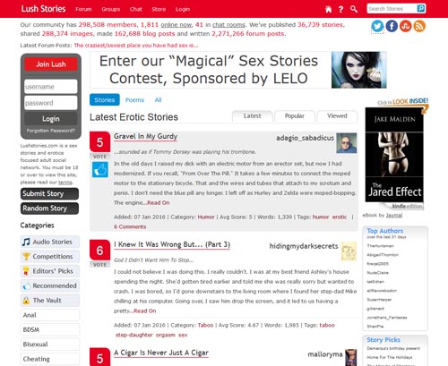 Review screenshot lushstories.com