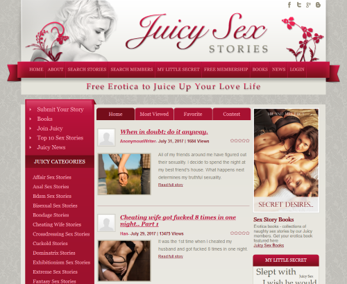 Review screenshot juicysexstories.com