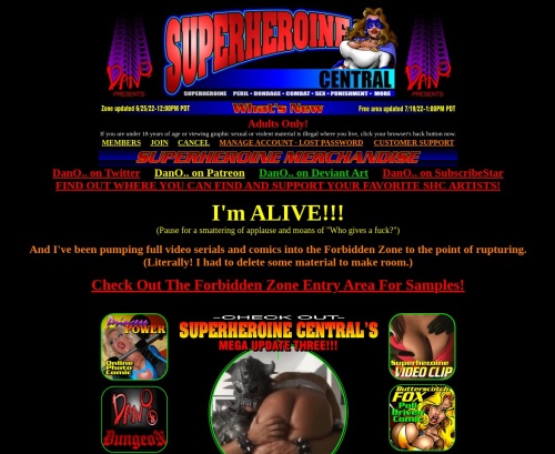 Review screenshot Superheroinecentral.com