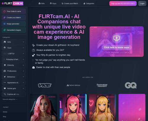 Screenshot from Flirtcam.ai for review purposes Review screenshot Flirtcam.ai