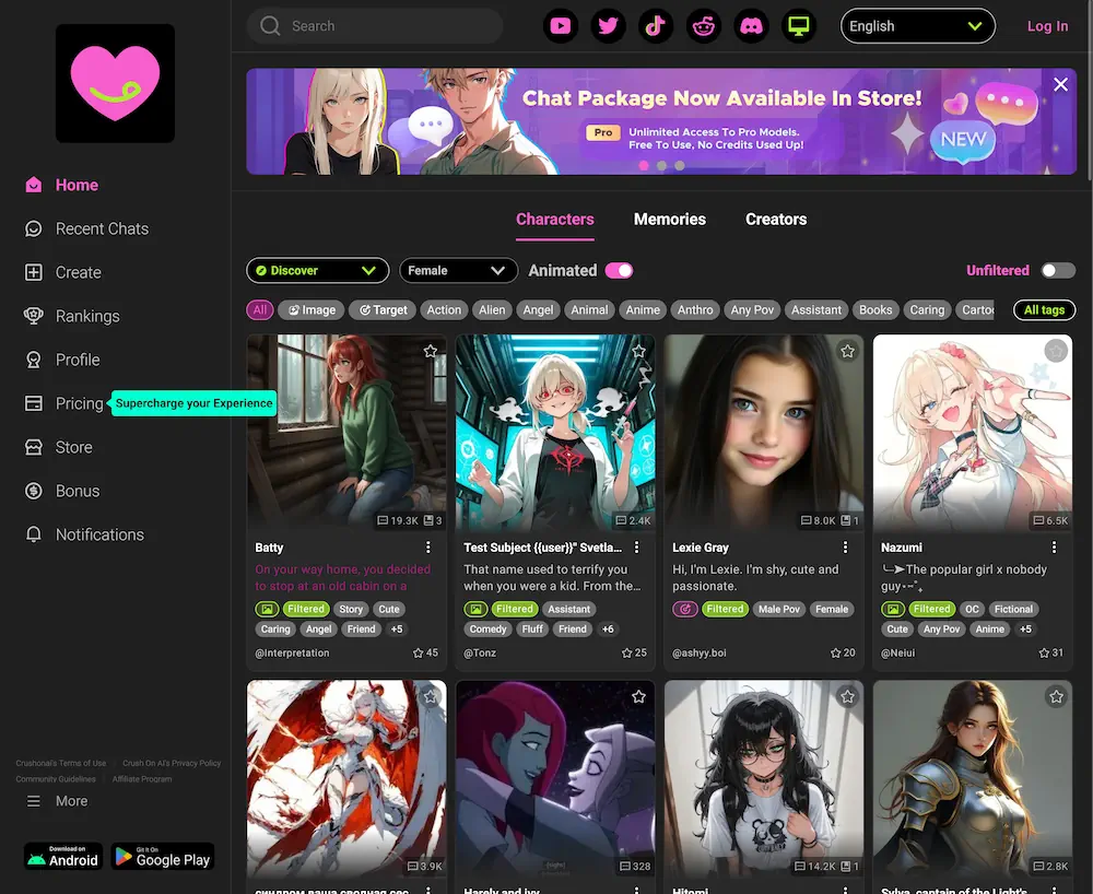 Review screenshot crushon.ai