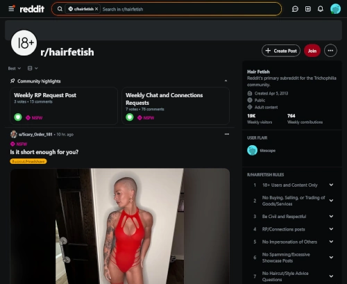 Review screenshot reddit.com/r/hairfetish/