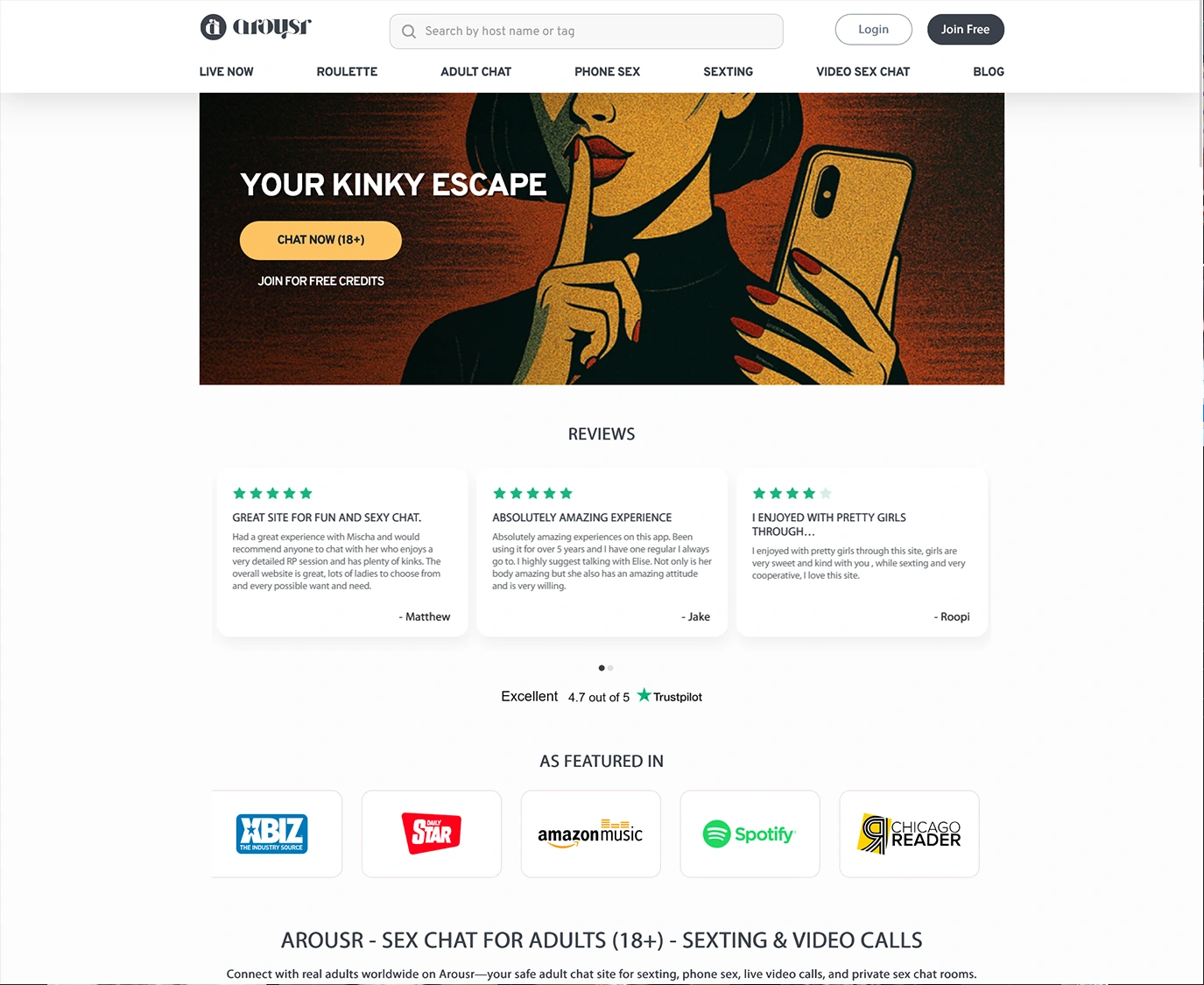 Review screenshot arousr.com