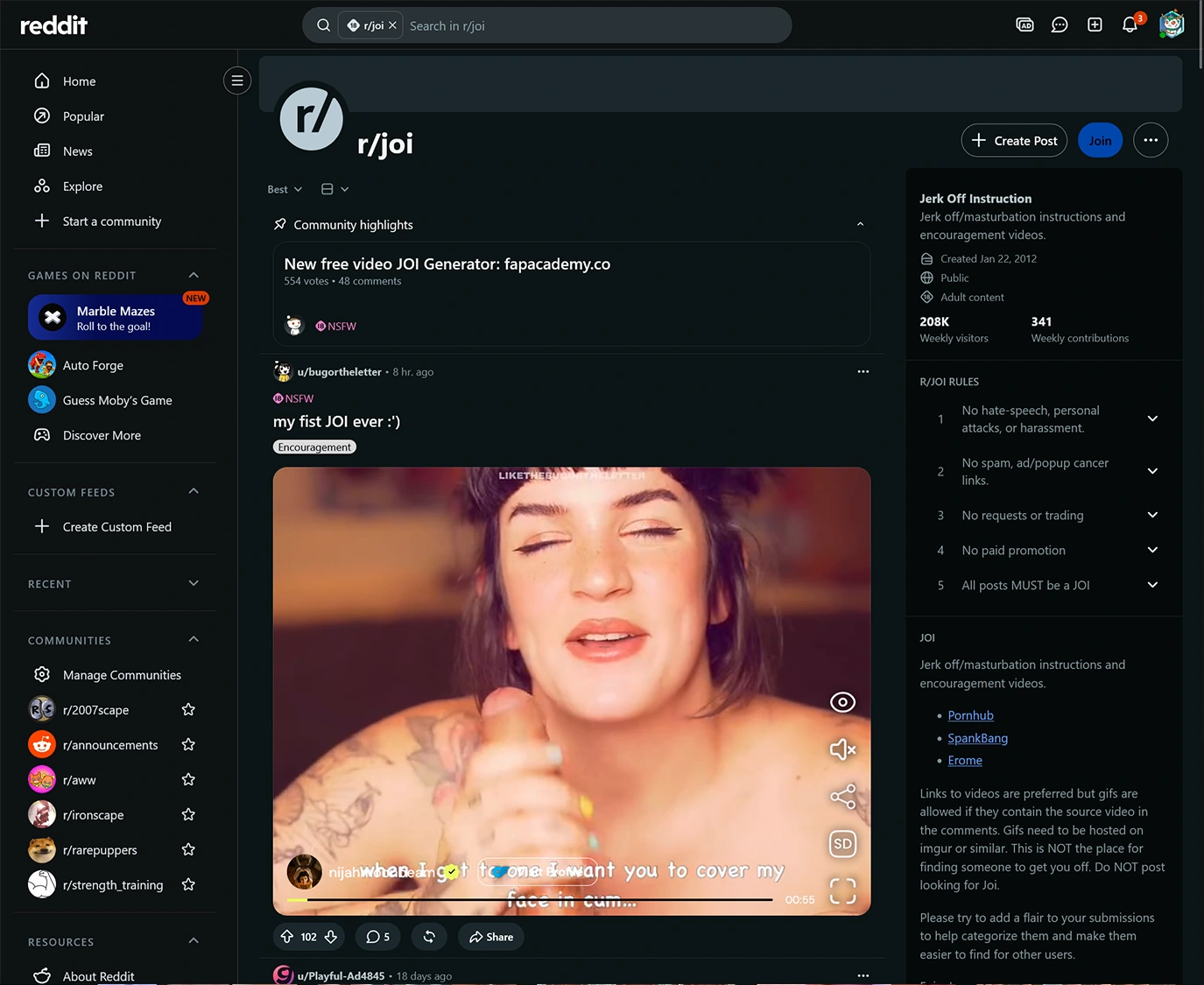Reddit JOI