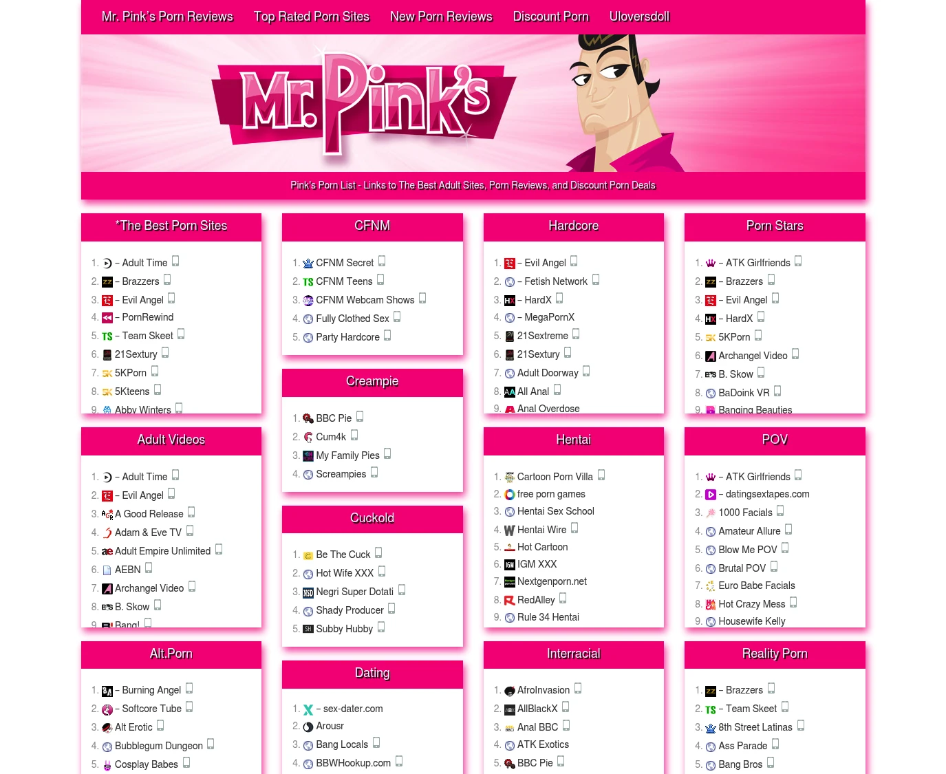 Pink’s Porn List