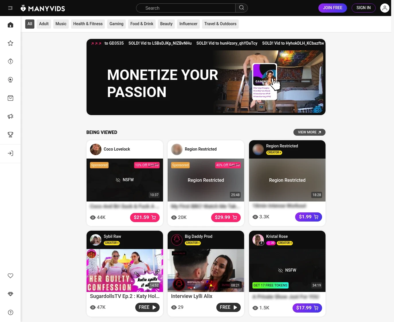 Screenshot from Manyvids.com for review purposes Review screenshot Manyvids.com