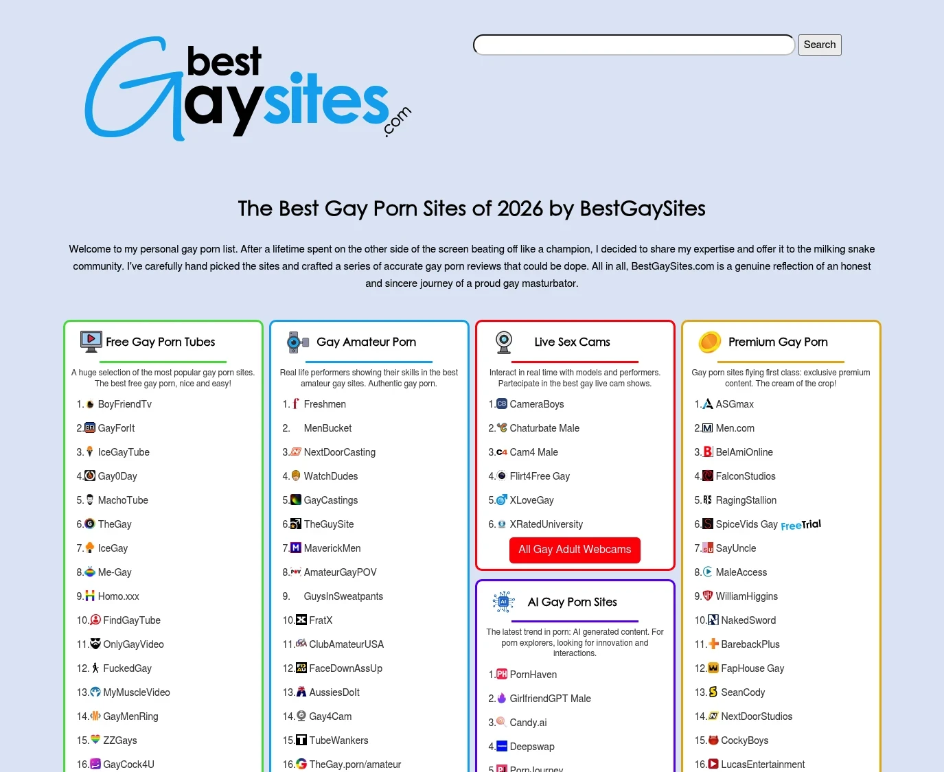 Screenshot from bestgaysites.com for review purposes Review screenshot bestgaysites.com
