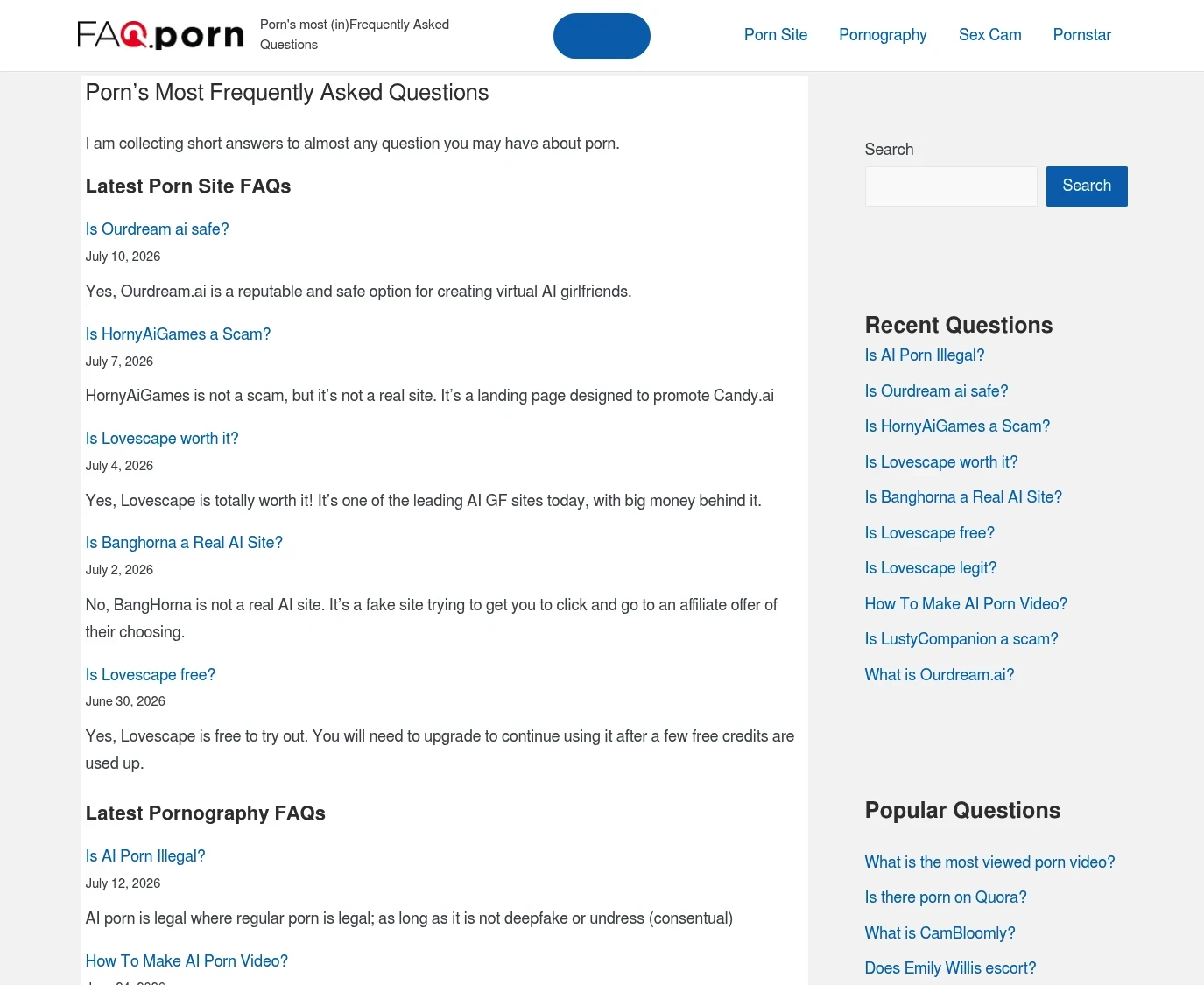 Screenshot from Faq.porn for review purposes Review screenshot Faq.porn