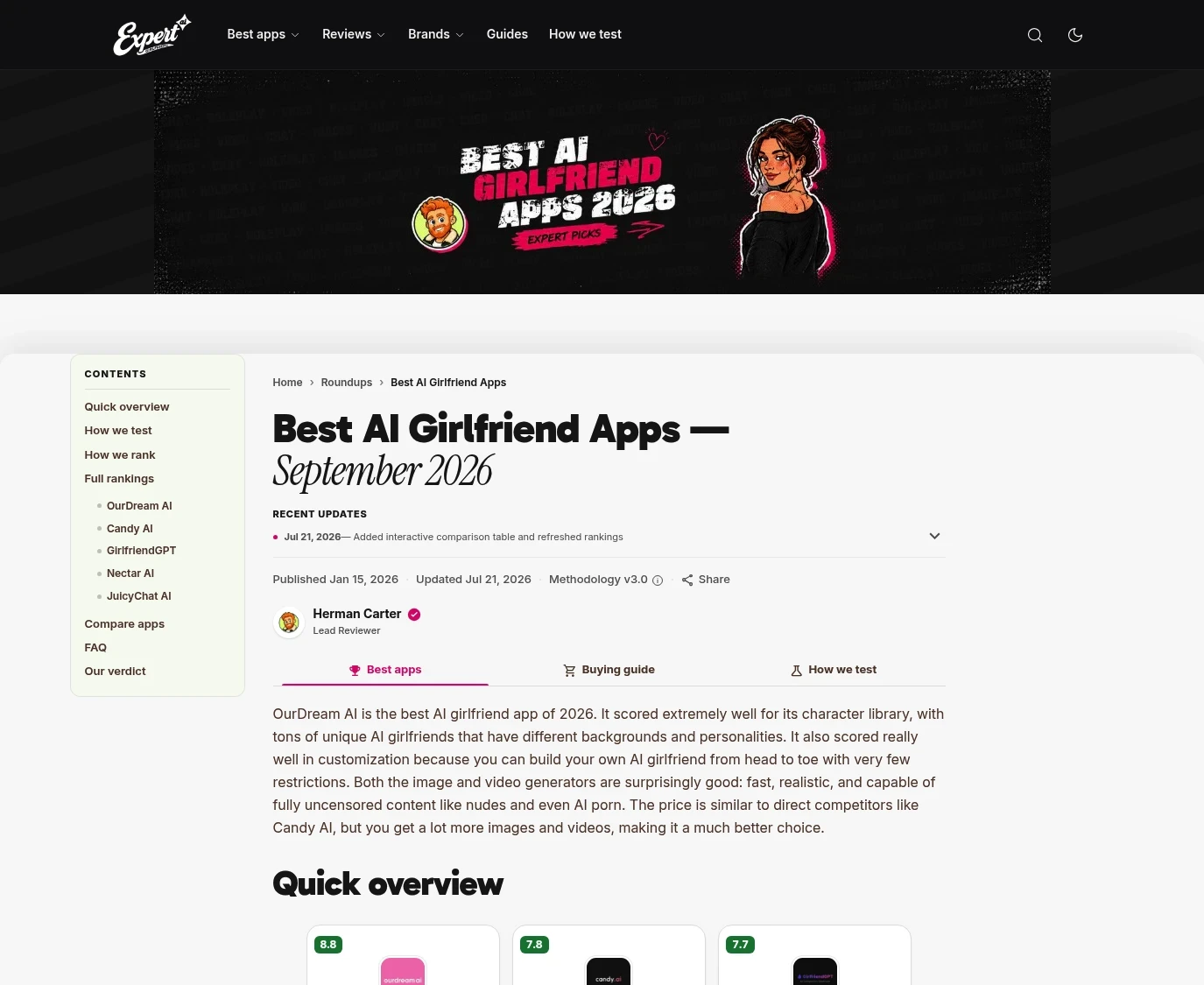 Screenshot from Aigirlfriend.expert for review purposes Review screenshot Aigirlfriend.expert