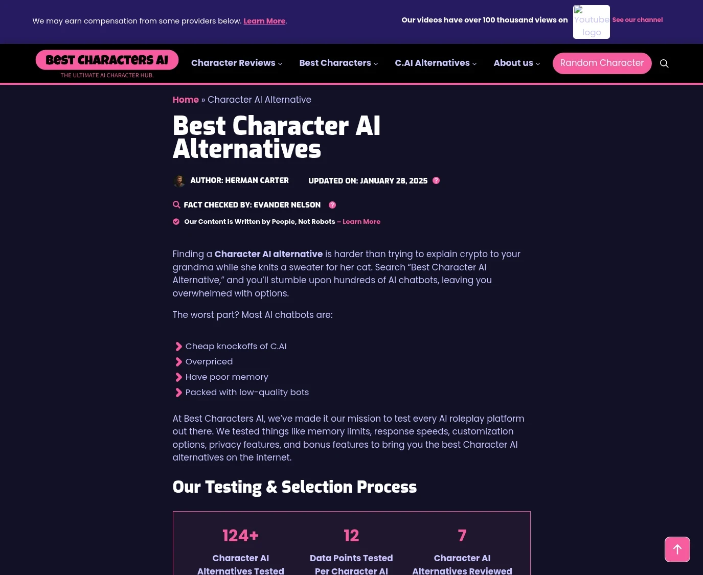 Review screenshot Bestcharacters.ai