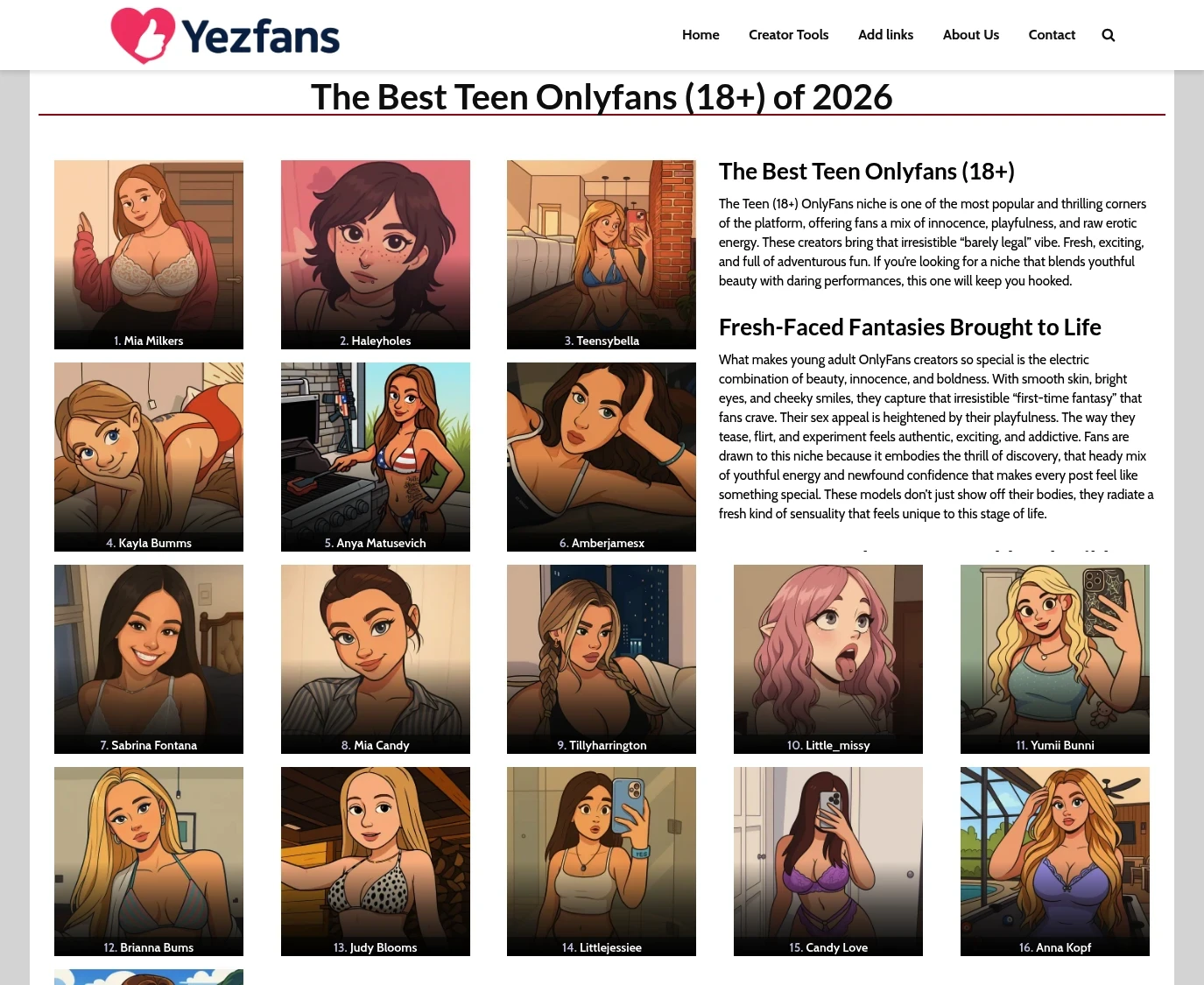 Review screenshot yezfans.com