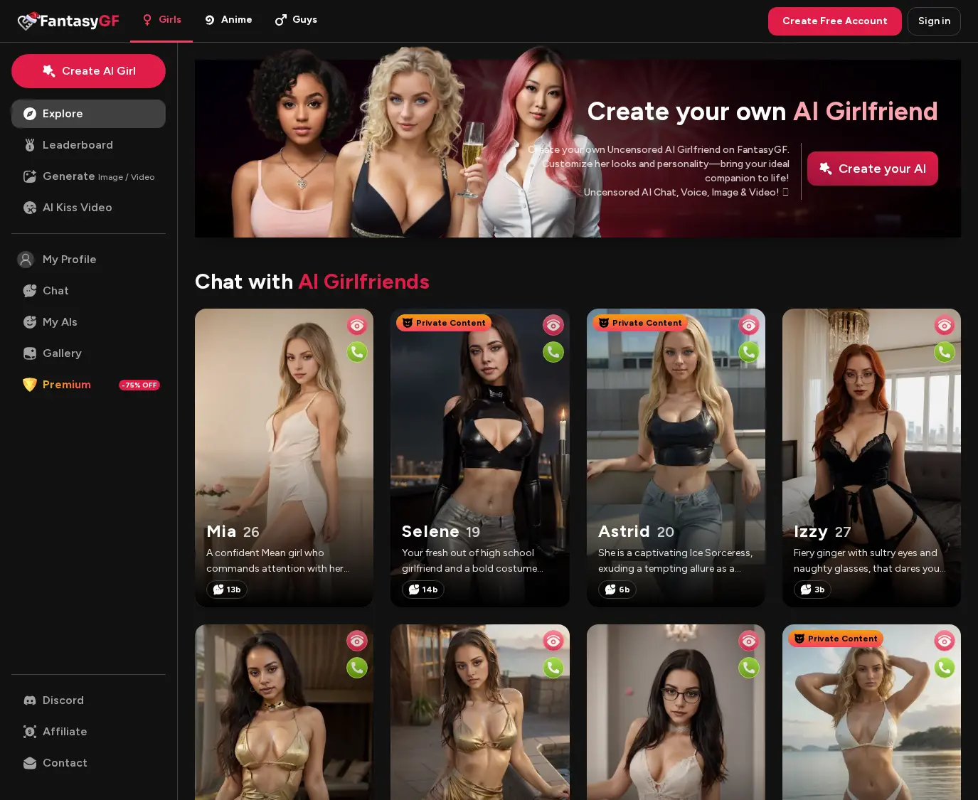 Review screenshot Fantasygf.com