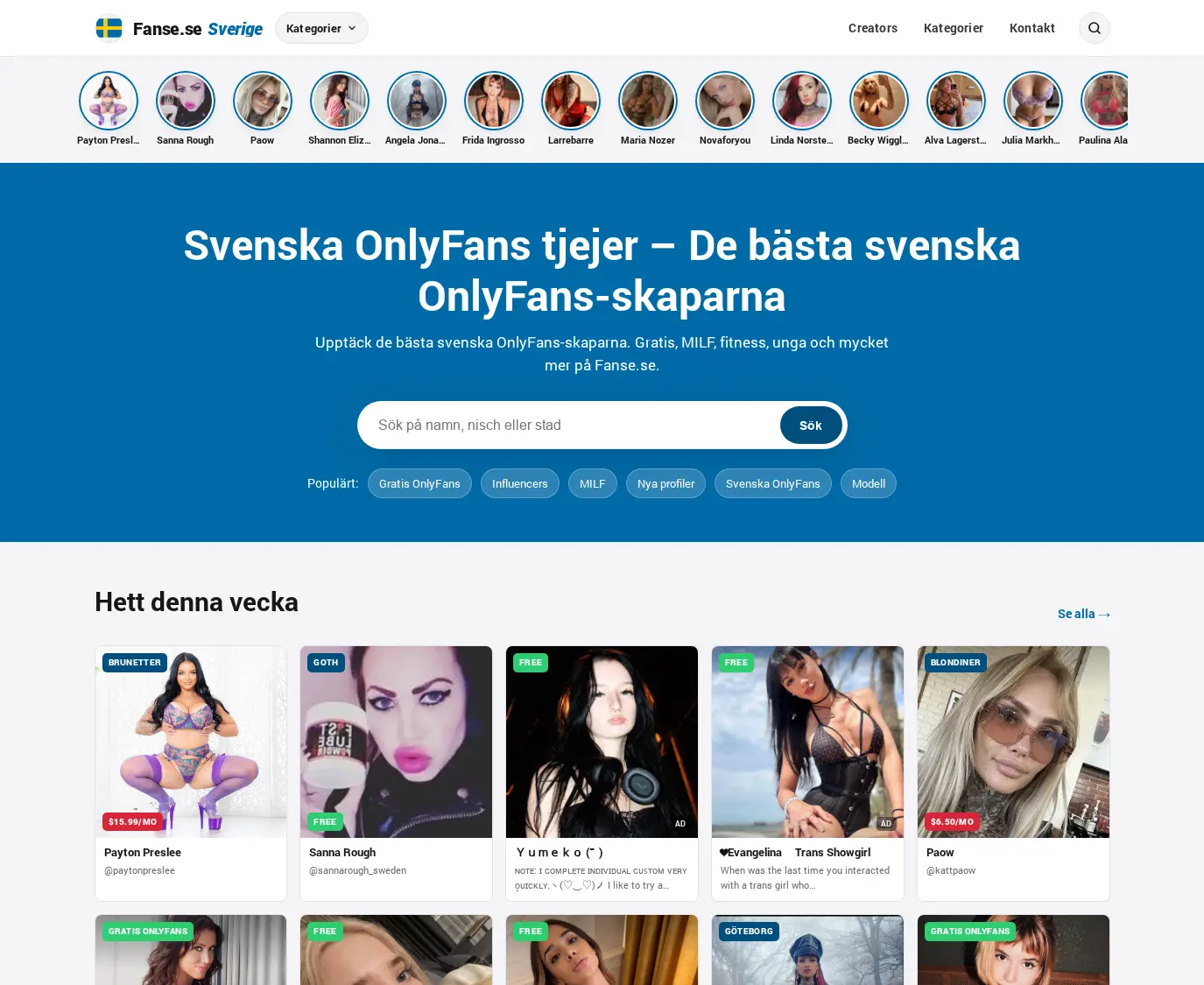 Screenshot from fanse.se for review purposes Review screenshot fanse.se